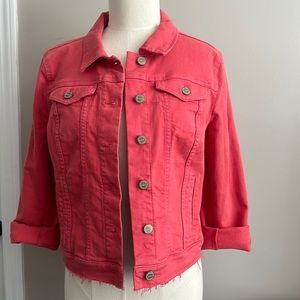 Loft Brand Jacket/Reddish Pink Color/Frayed At Bottom/Petite Medium